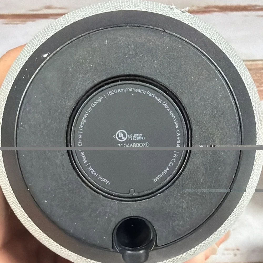 Google Home Smart Speaker White Slate Fabric Base GA3A00417A14 w/ Power Supply